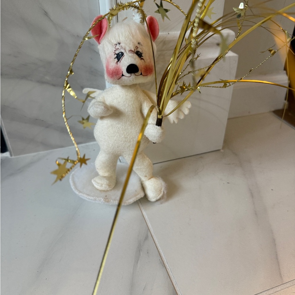 Annalee Mobilitee Dolls 8" Star Dust Angel Bear Christmas with Gold Accents 2000